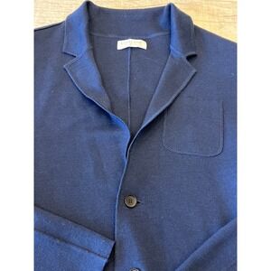 Everlane Knit Blazer Jacket Womens XL Navy Blue‎ Career Office